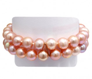 2 Strand 7-8mm Pink Pearl Bracelet with 14k Gold Clasp