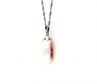 14K White Gold Freshwater Pearl Pendant