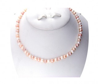 6-7mm Round Multicolour Pearl 16 Inch Necklace with 14k Gold Clasp