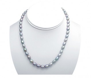 6-7mm Drop Grey Pearl 16 Inch Necklace with 14k Gold Clasp