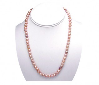 6-7mm Round Pink Pearl 16 Inch Necklace with 14K Gold Clasp