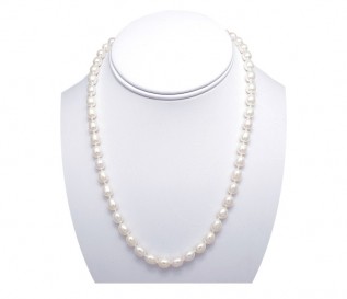 6-7mm Drop White Pearl 16 Inch Necklace with 14k Gold Clasp