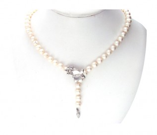 7-8mm Round White Pearl Adjustable Necklace