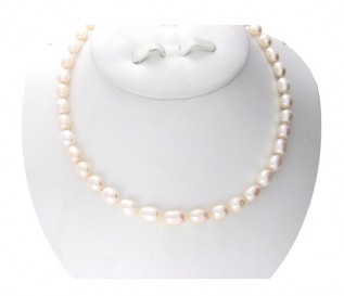 7-8mm Drop White Pearl 16 Inch Necklace 