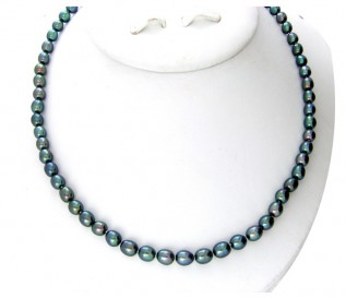 7-8mm Drop Black Pearl 16 Inch Necklace