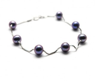 Black Round Pearl Silver Bracelet