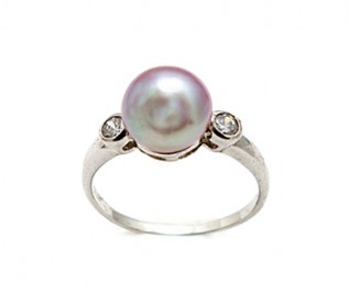 Pink Freshwater Pearl Cz Silver Ring