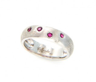 Ruby Silver Ring in Brushed Finish