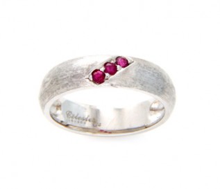 Ruby Silver Ring in Brushed Finish