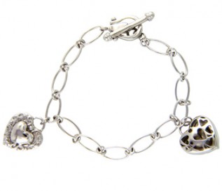 925 Silver Double Heart Charm Bracelet