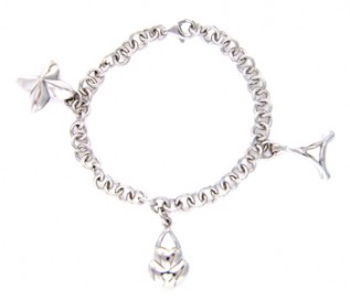 925 Silver Three Charm Bracelet