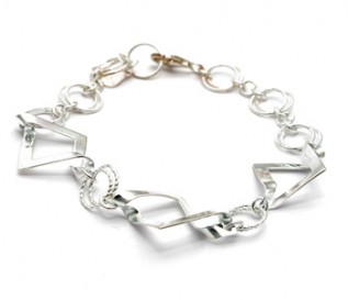 925 Silver Diamonds and Circles Bracelet