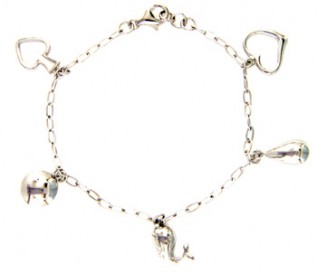 925 Sterling Silver Multi Charm Bracelet