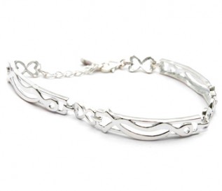 925 Silver Heart And Abstract Bracelet
