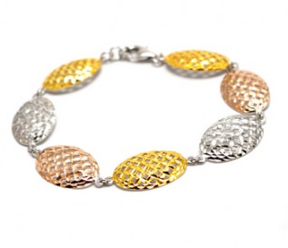 925 Silver Three Colour Mesh Bracelet