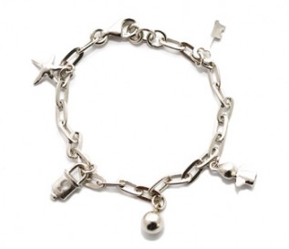 925 Silver Star And Key Charm Bracelet