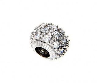 Silver Bead Charm With Cz