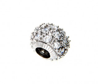 Silver Bead Charm With Cz