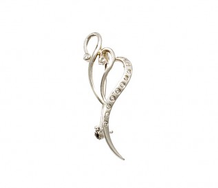 Sterling Silver CZ Heart Brooch