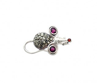 Sterling Silver Amethyst Marcasite Mouse Brooch