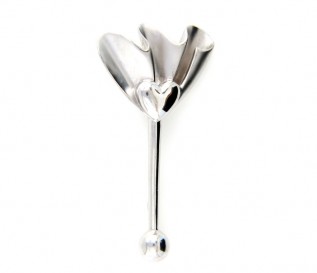 Sterling Silver Flower Heart Brooch