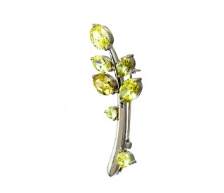 Sterling Silver CZ Floral Brooch
