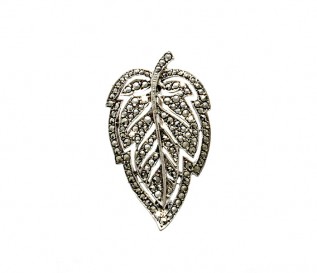 Sterling Silver Marcasite Leaf Brooch