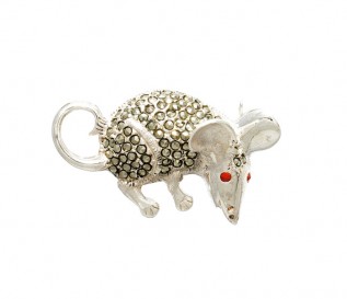 Sterling Silver and Marcasite Mouse Brooch