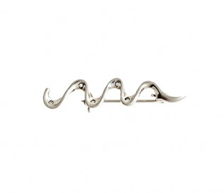 Sterling Silver CZ Squiggle Brooch