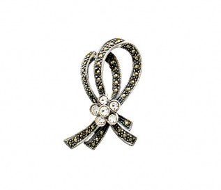 Sterling Silver Marcasite Bow Brooch