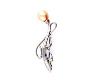 Sterling Silver Pearl & CZ Brooch