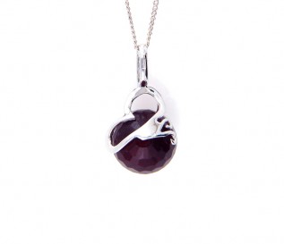 Deep Red CZ Silver Ball Pendant