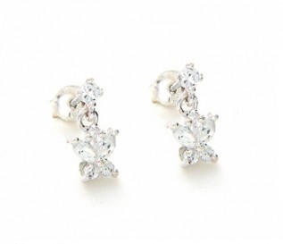 Cz Silver Butterfly Earrings