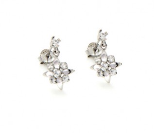 Cz Silver Flower Earrings