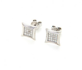 Cz Silver Micro Pave Set Stud Earrings