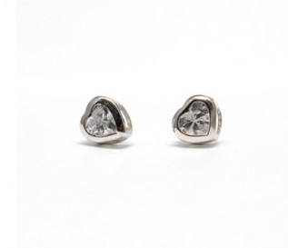 Cz Silver Heart Stud Earrings