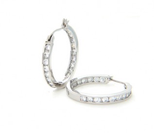 Cz Silver Hoop Earrings