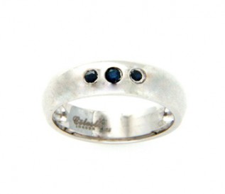 Blue Sapphire Silver Trilogy Ring