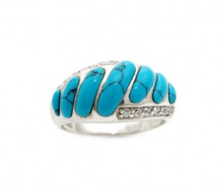 Turquoise CZ 925 Silver Ring