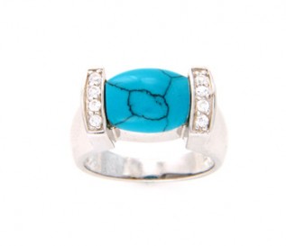 Turquoise CZ Silver Ring