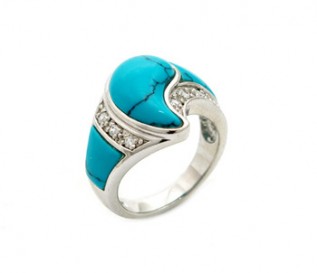 Turquoise Silver Paisley Ring