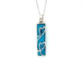 Turquoise Silver Double Heart Pendant