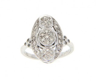 9k White Gold 0.68ct Diamond Vintage Design Dress Ring