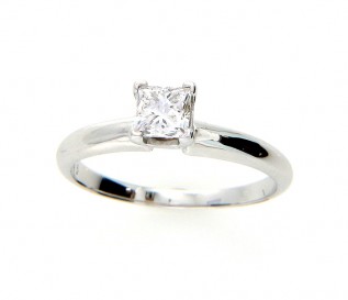 14k White Gold 0.43ct Princess Diamond Solitaire Ring