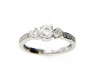 18ct White Gold 0.74ct Diamond Trilogy Engagement Ring