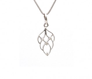 18k White Gold 0.16ct Diamond Leaf Pendant