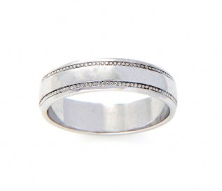 9k White Gold 4mm Beaded Wedding Band 