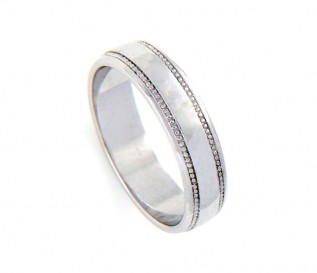 9k White Gold 5mm Beaded Wedding Band