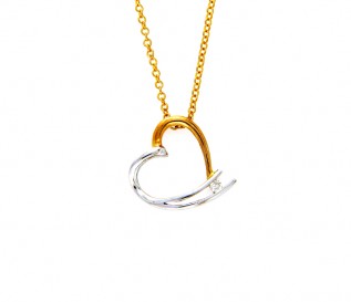 18k White & Yellow Gold 0.06ct Diamond Heart Pendant