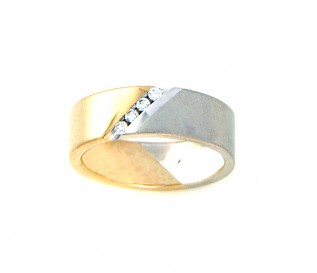 14k White & Yellow Gold 0.07ct Diamond Wedding Ring